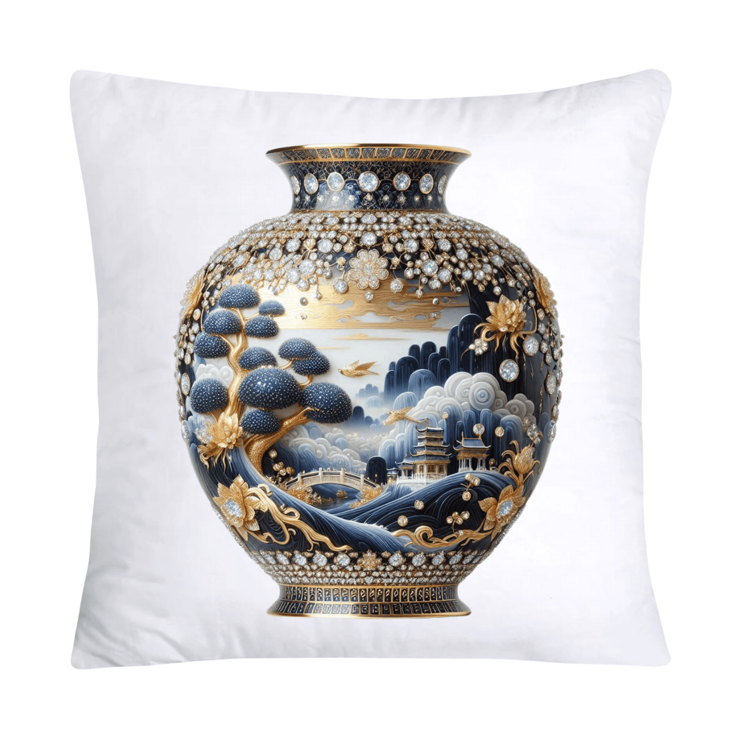 18x18 Blue Willow Chinoiserie Elegant Vase Pillow Covers-5219