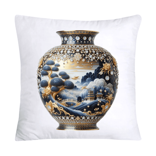 18x18 Blue Willow Chinoiserie Elegant Vase Pillow Covers-5219
