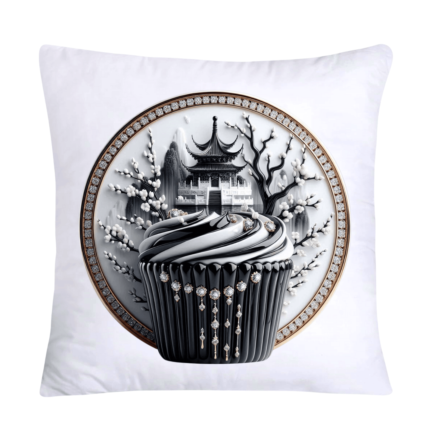Black Willow Chinoiserie Cupcake 18x18 Throw Pillow Covers-5960