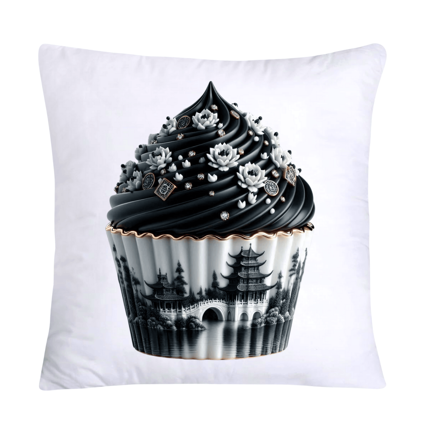 Black Willow Chinoiserie Cupcake 18x18 Throw Pillow Covers-5997