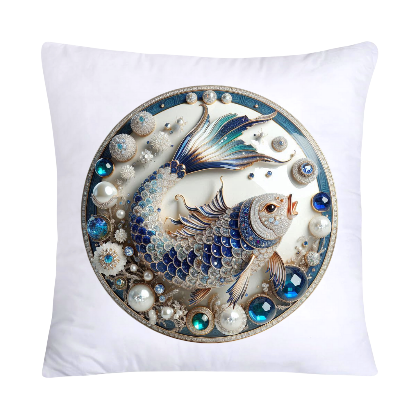 Blue Willow Stunning Koi Fish Pillow Covers 18x18-5077