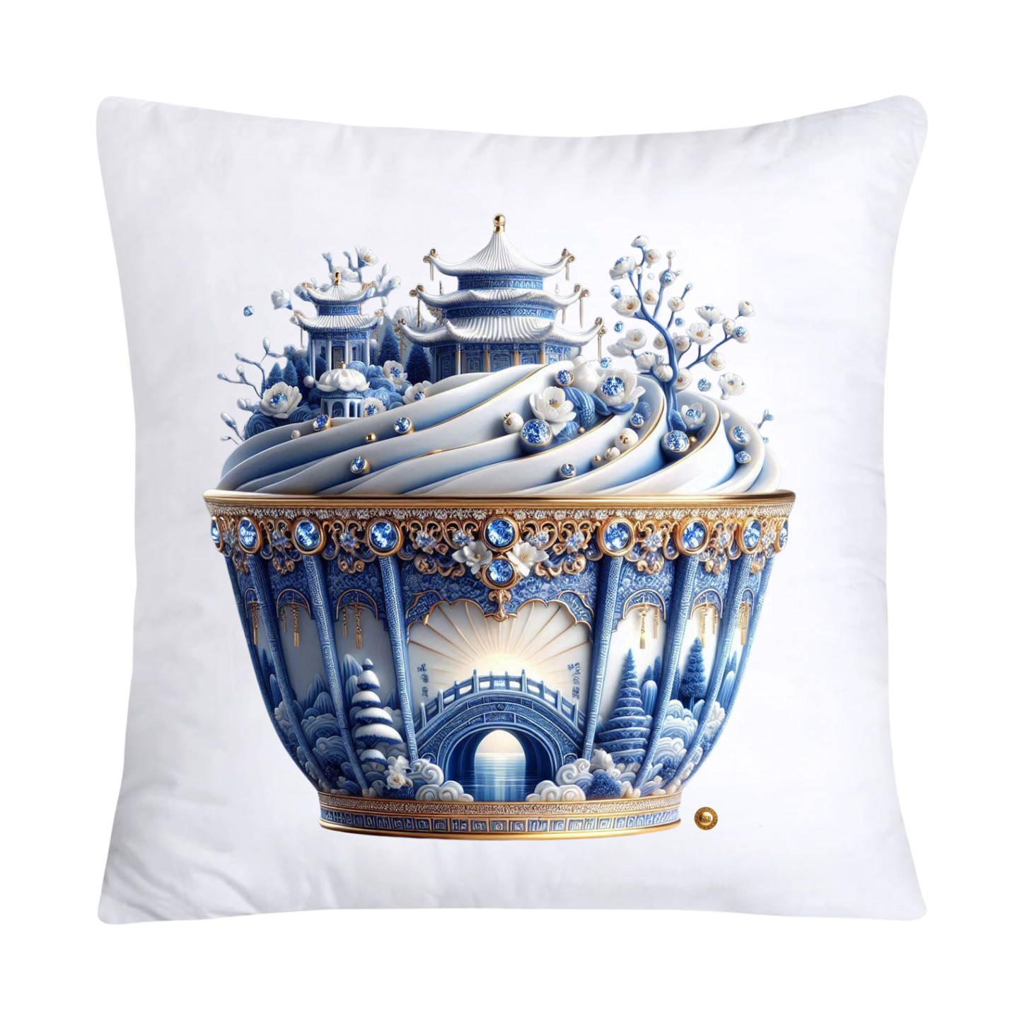 Blue Willow 18x18 Chinoiserie Cupcake Throw Pillow Covers-1942