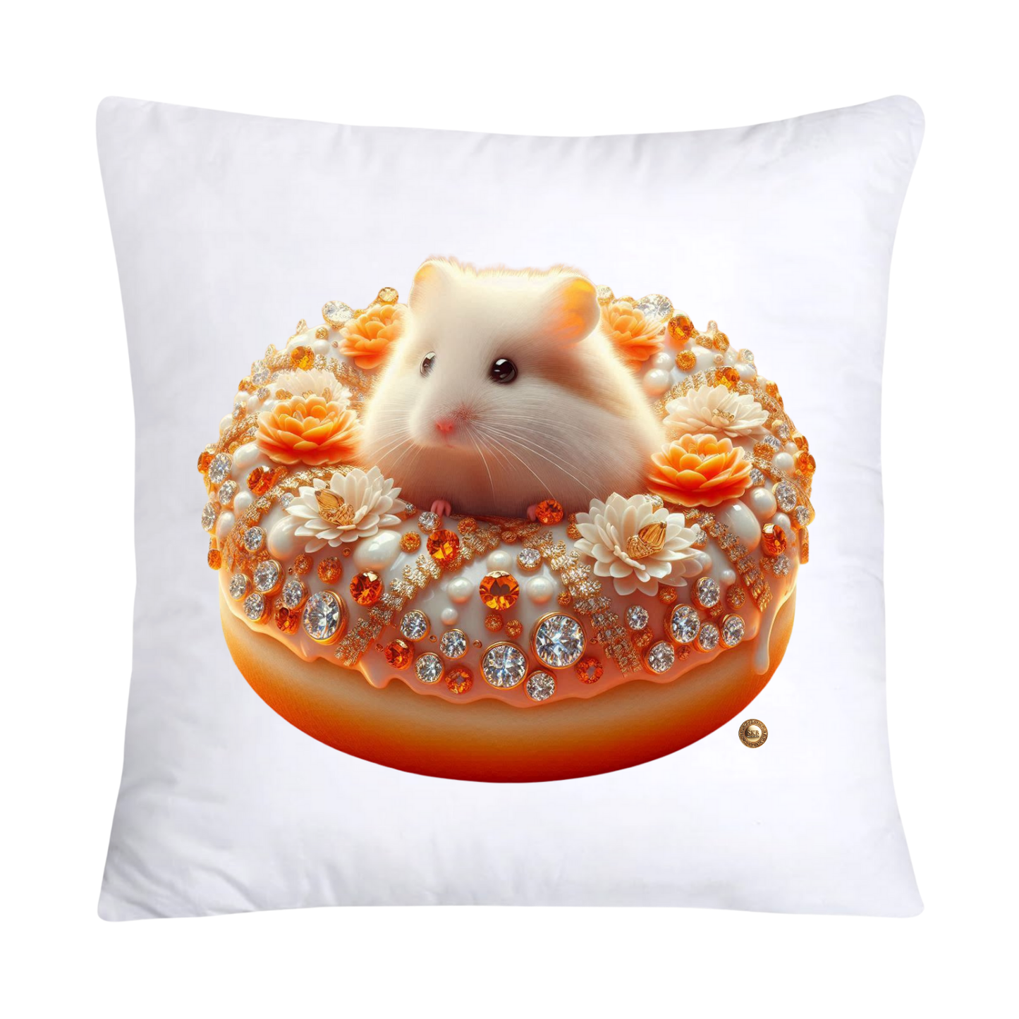 Orange Willow Whimsical Hamster in Donut Hole Pillow Covers 18X18-2192