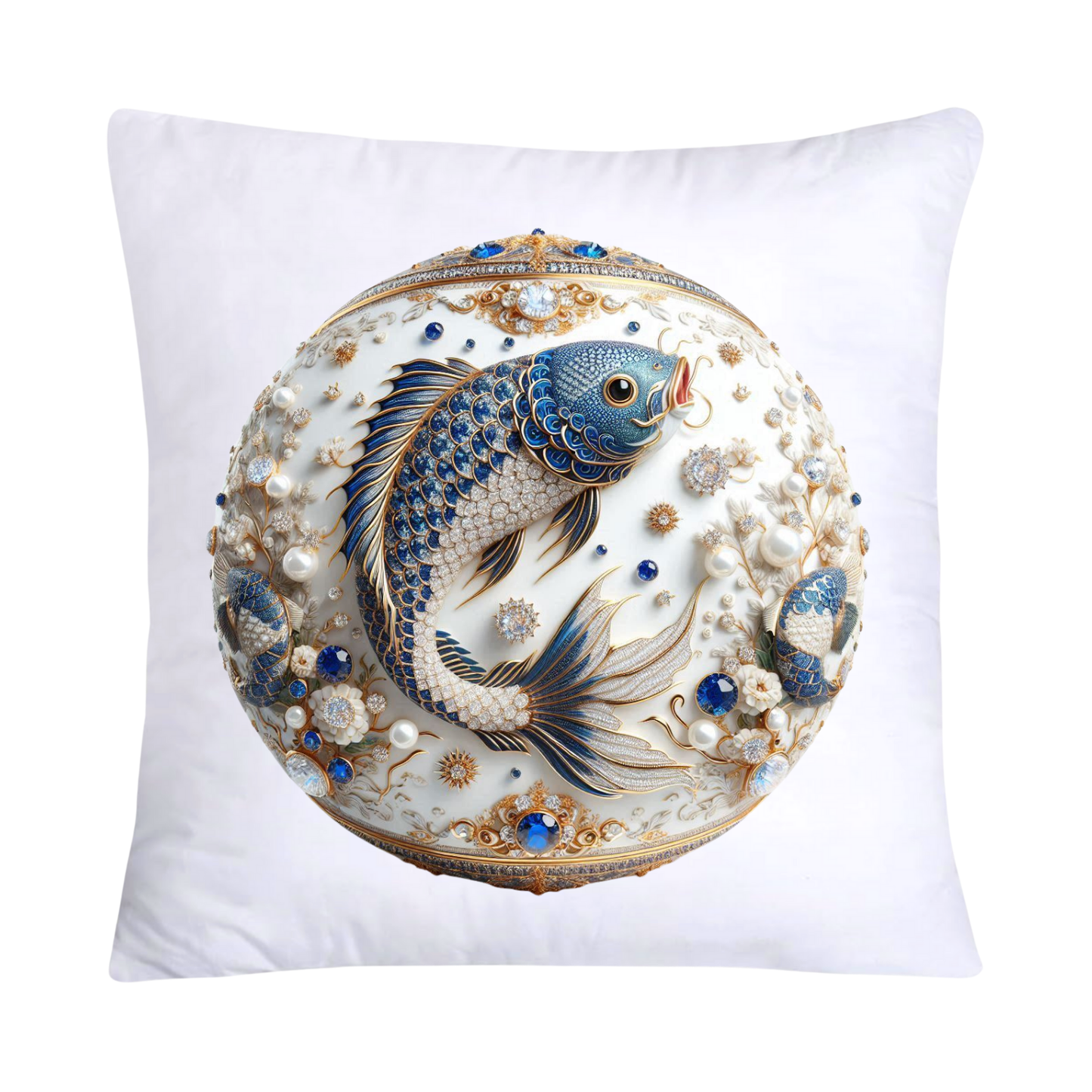 Blue Willow Stunning Koi Fish Pillow Covers 18x18-5078