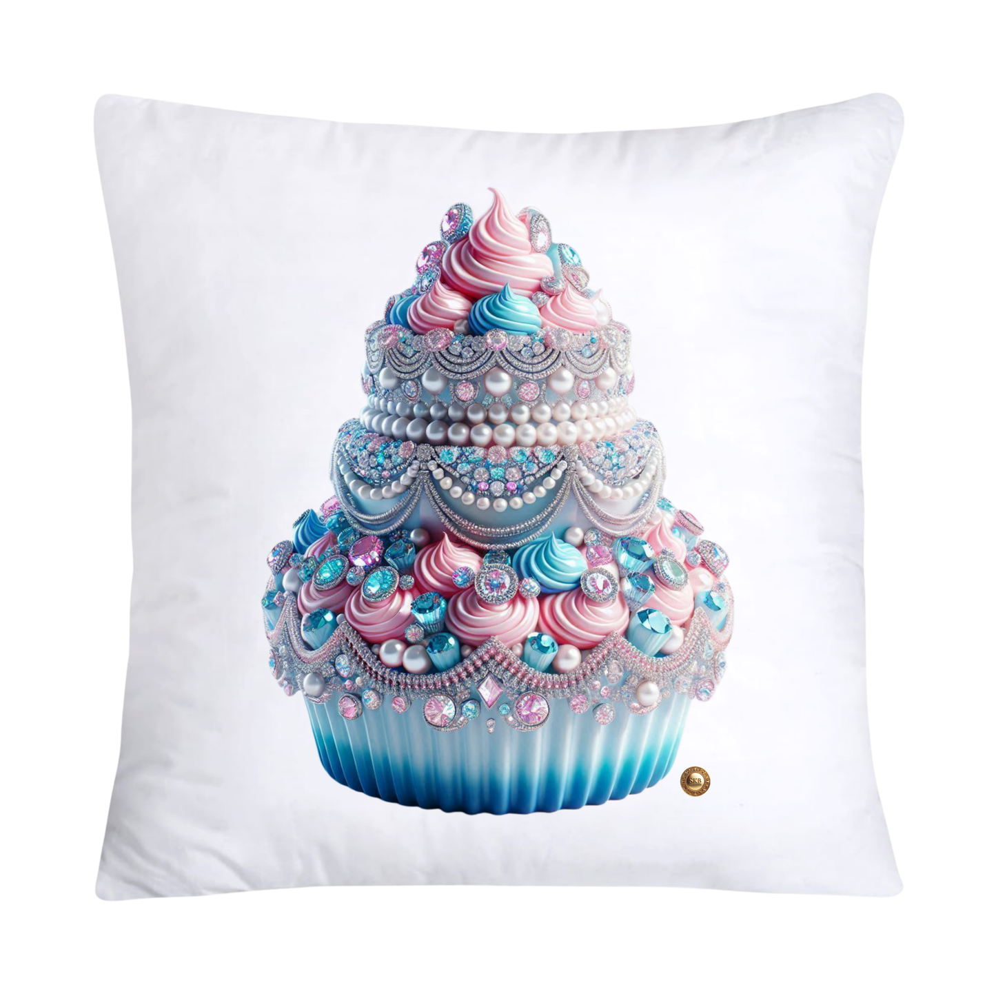 Cotton Candy Pink and Blue Cupcake Pillow Covers-2487