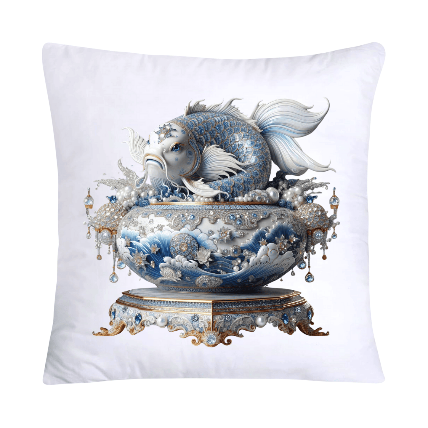 Blue Willow Stunning Koi Fish Pillow Covers 18x18-5156