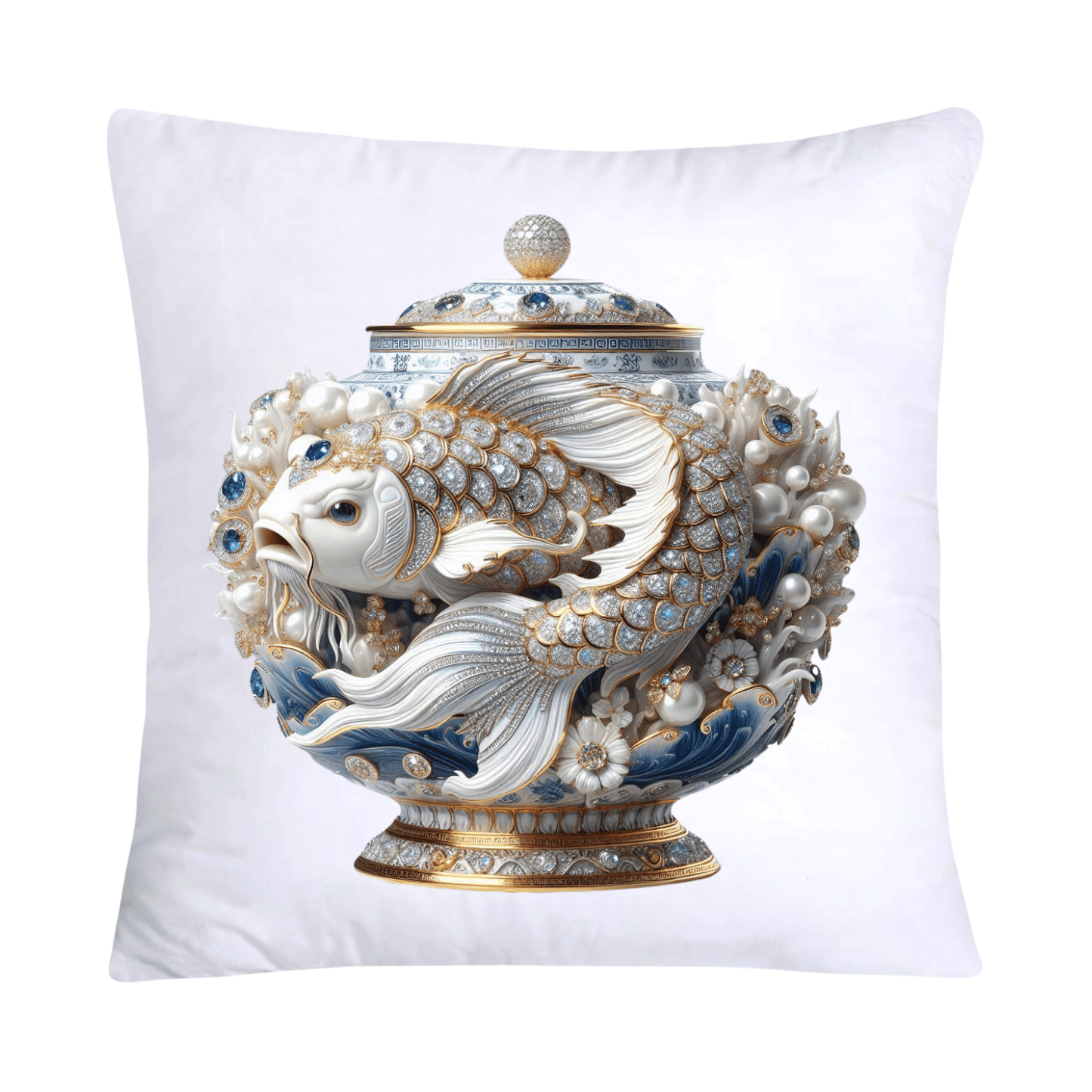Blue Willow Stunning Koi Fish Pillow Covers 18x18-5157