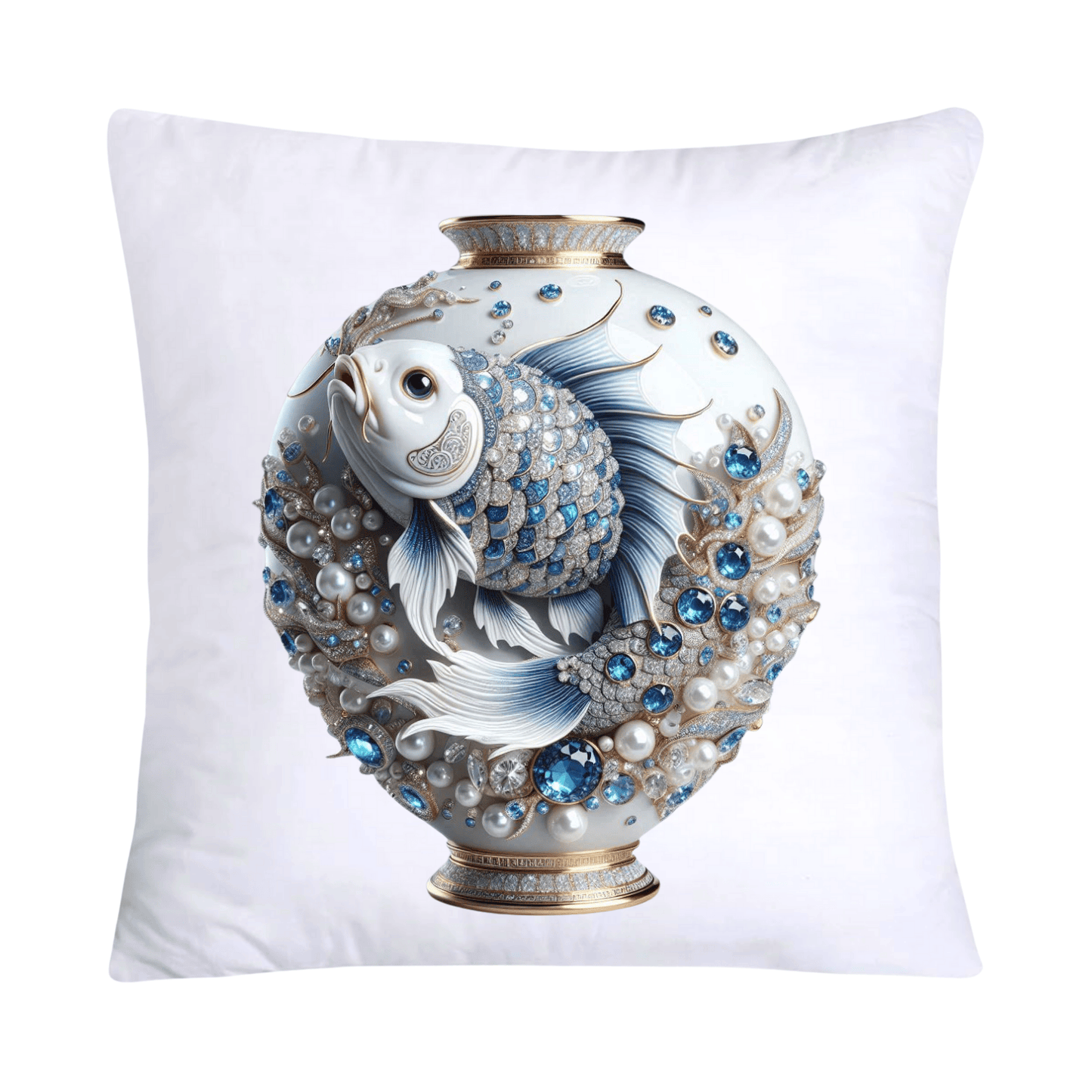 Blue Willow Stunning Koi Fish Pillow Covers 18x18-5126