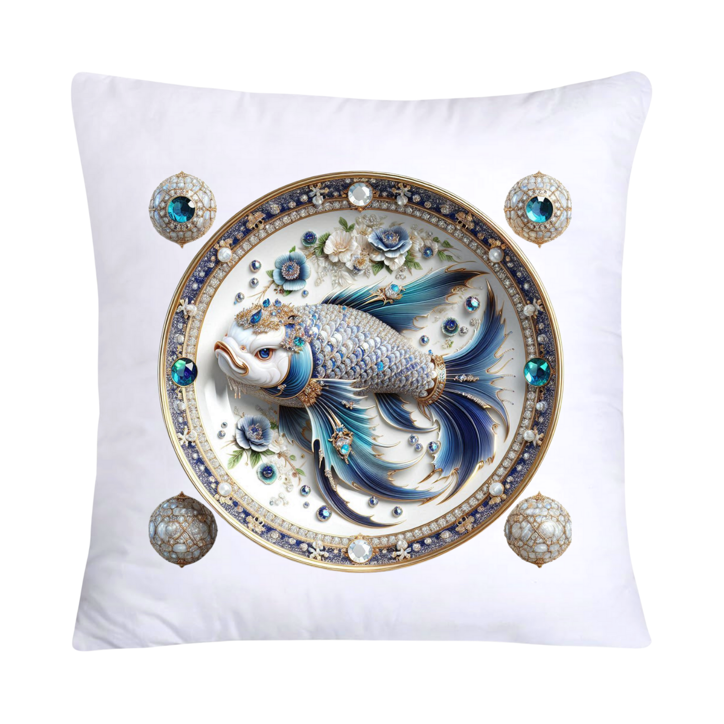 Blue Willow Stunning Koi Fish Pillow Covers 18x18-5112