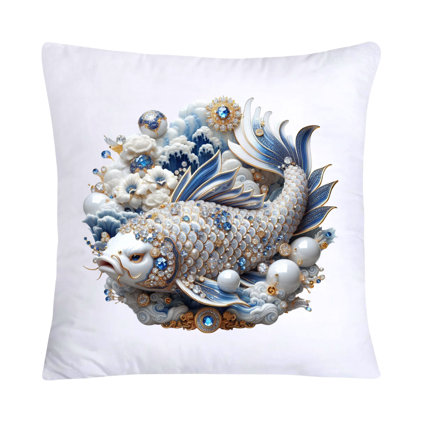 Blue Willow Stunning Koi Fish Pillow Covers 18x18-5088