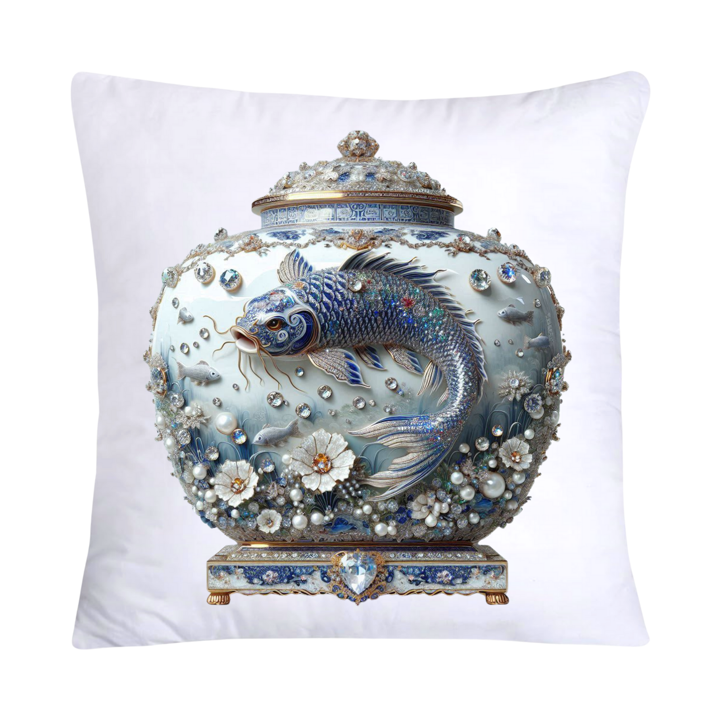 Blue Willow Stunning Koi Fish Pillow Covers 18x18-5168