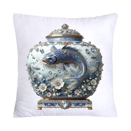 Blue Willow Stunning Koi Fish Pillow Covers 18x18-5168