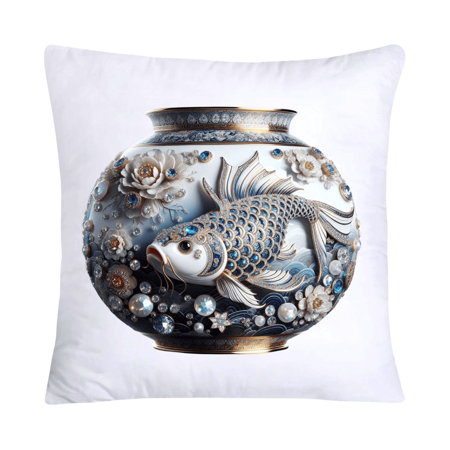 Blue Willow Stunning Koi Fish Pillow Covers 18x18-5164