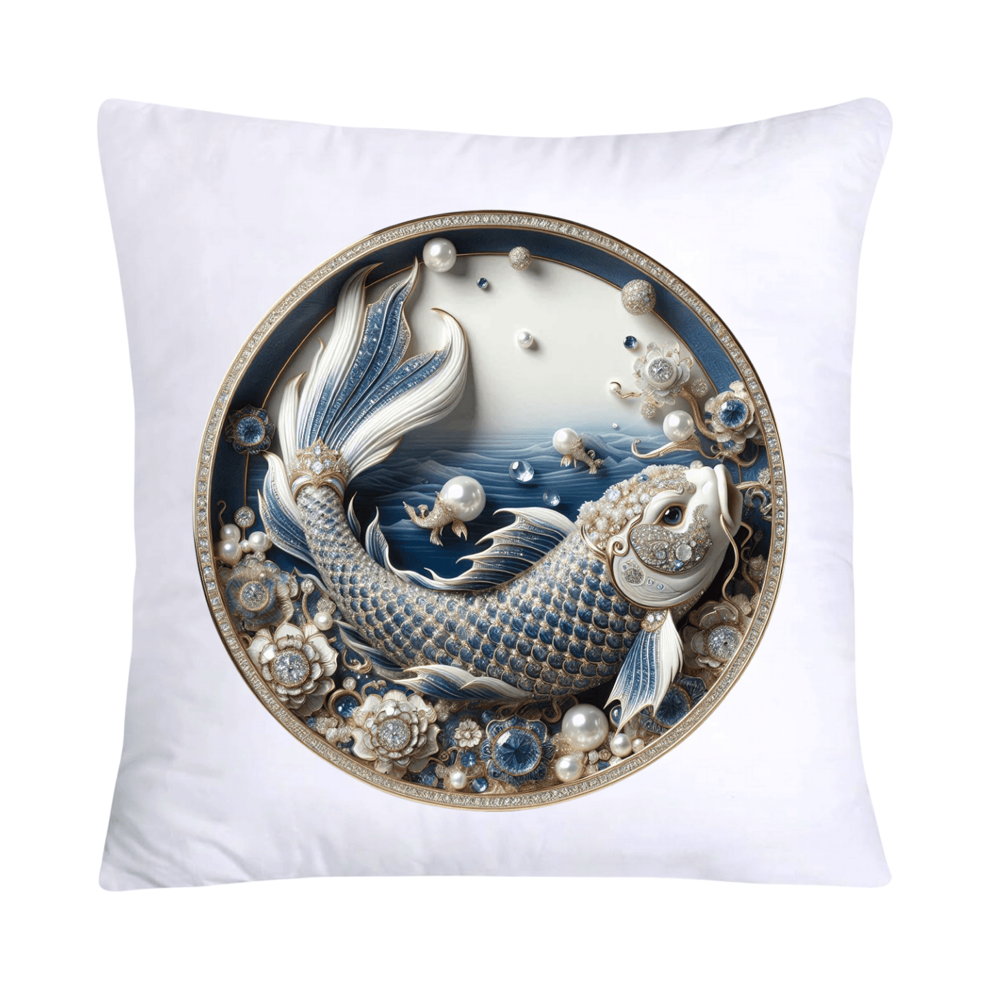 Blue Willow Stunning Koi Fish Pillow Covers 18x18-5106