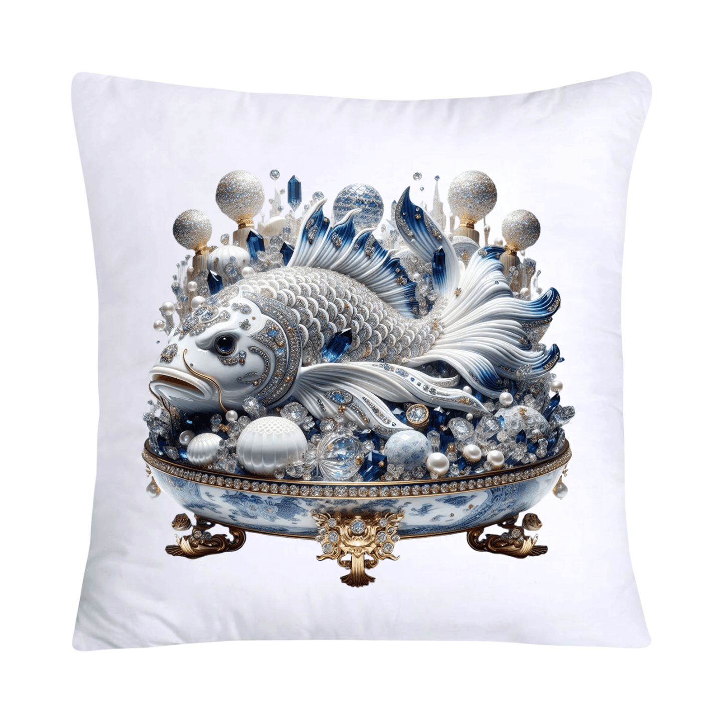 Blue Willow Stunning Koi Fish Pillow Covers 18x18-5108
