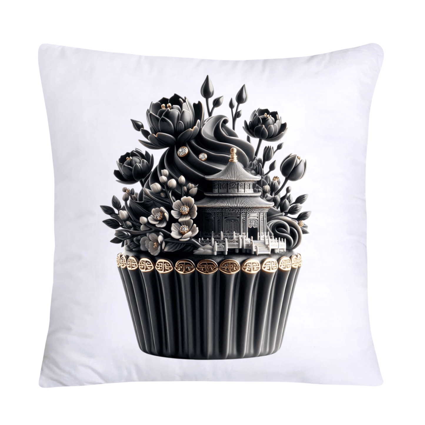 Black Willow Chinoiserie Cupcake 18x18 Throw Pillow Covers-5988