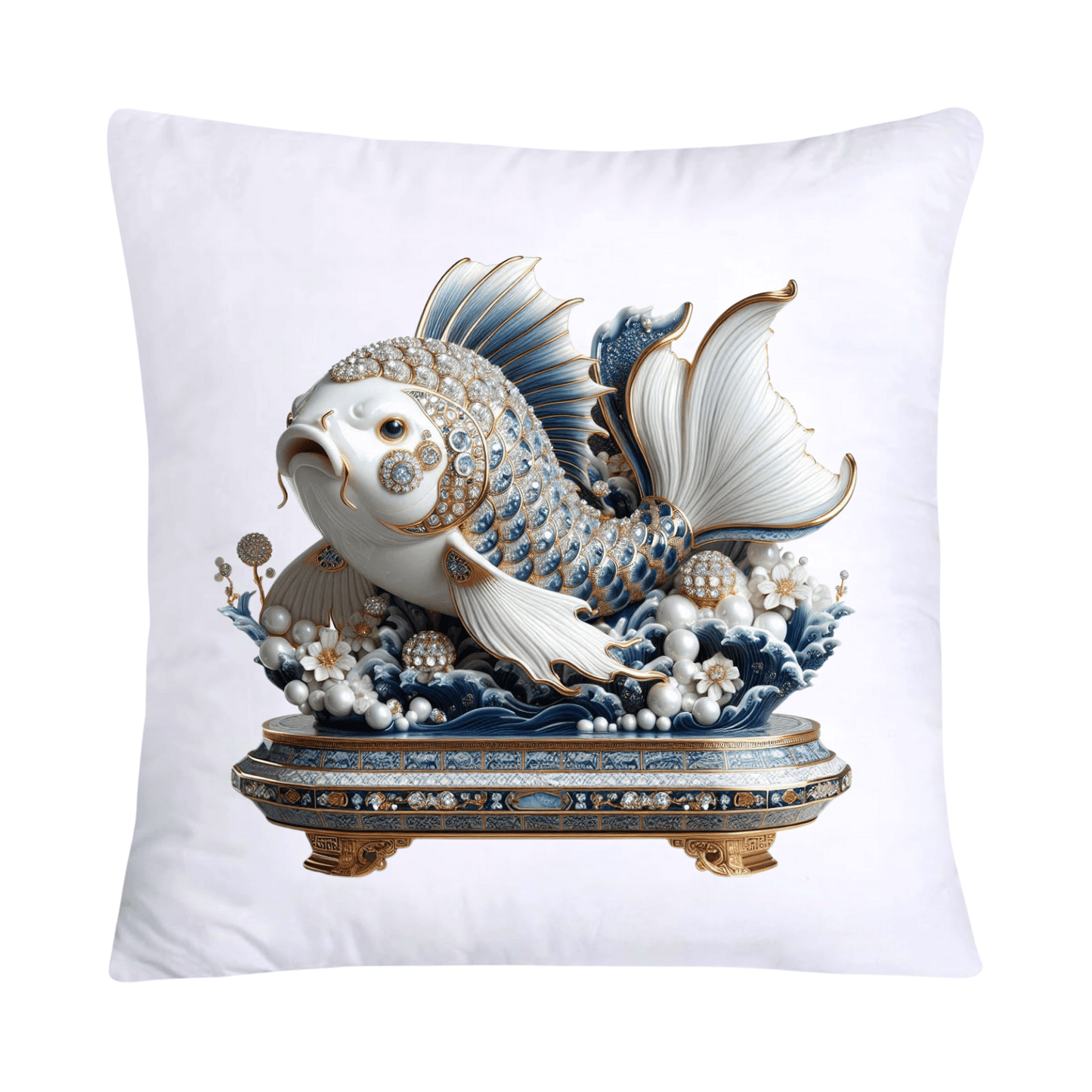 Blue Willow Stunning Koi Fish Pillow Covers 18x18-5123