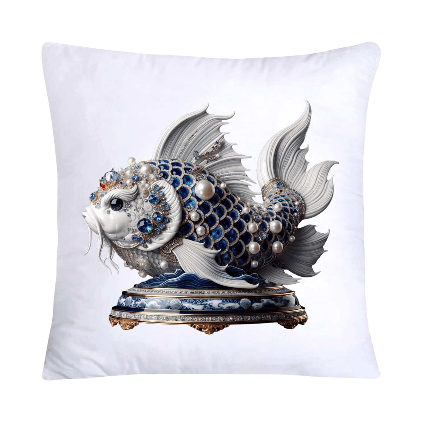 Blue Willow Stunning Koi Fish Pillow Covers 18x18-5136