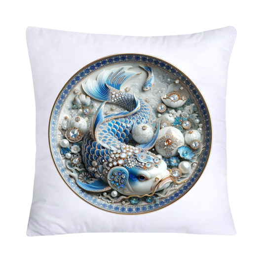 Blue Willow Stunning Koi Fish Pillow Covers 18x18-5089