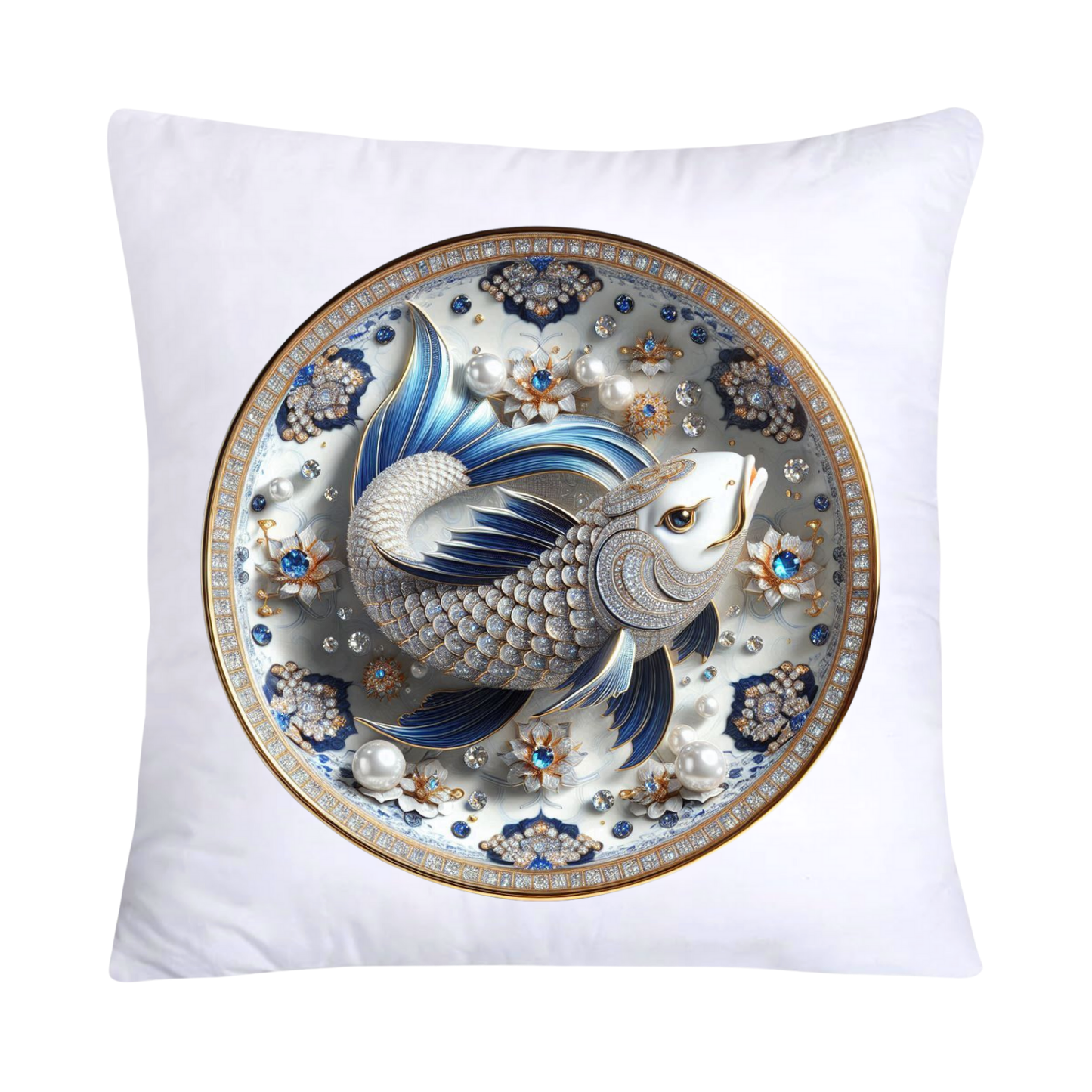 Blue Willow Stunning Koi Fish Pillow Covers 18x18-5083