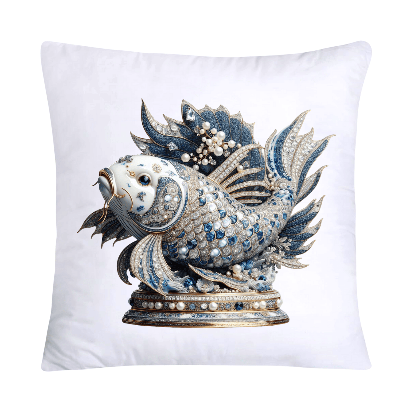 Blue Willow Stunning Koi Fish Pillow Covers 18x18-5111