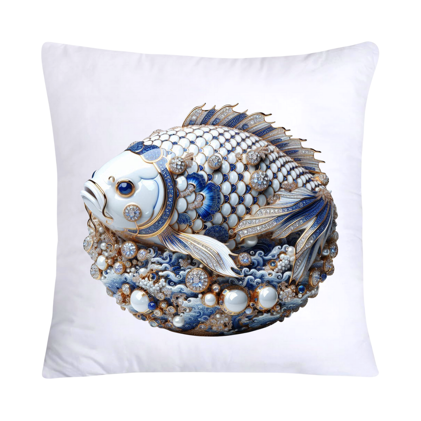 Blue Willow Stunning Koi Fish Pillow Covers 18x18-5070