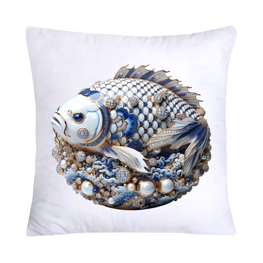 Blue Willow Stunning Koi Fish Pillow Covers 18x18-5066