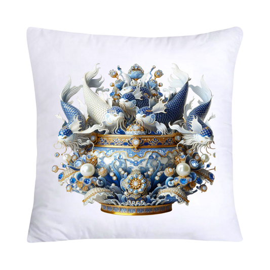 Blue Willow Stunning Koi Fish Pillow Covers 18x18-5067