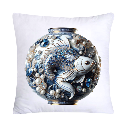 Blue Willow Stunning Koi Fish Pillow Covers 18x18-5075