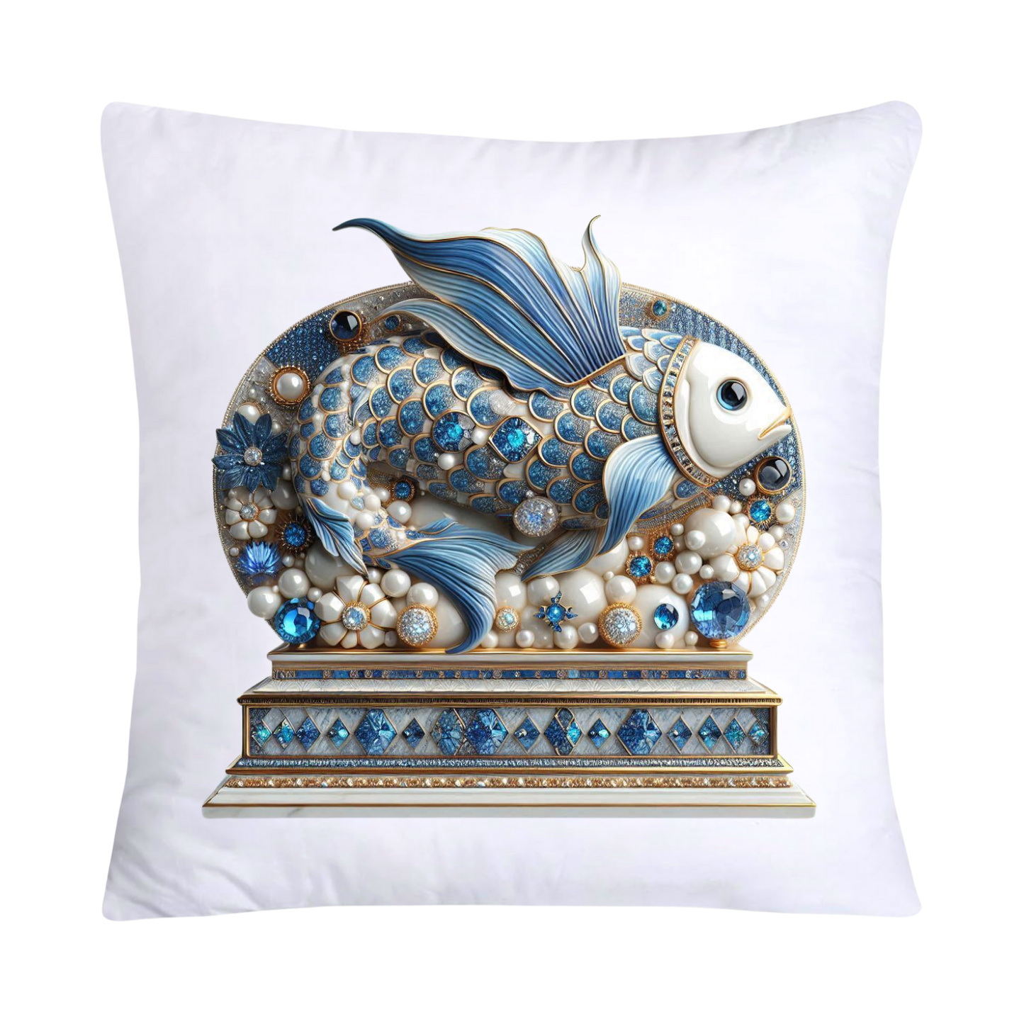 Blue Willow Stunning Koi Fish Pillow Covers 18x18-5100