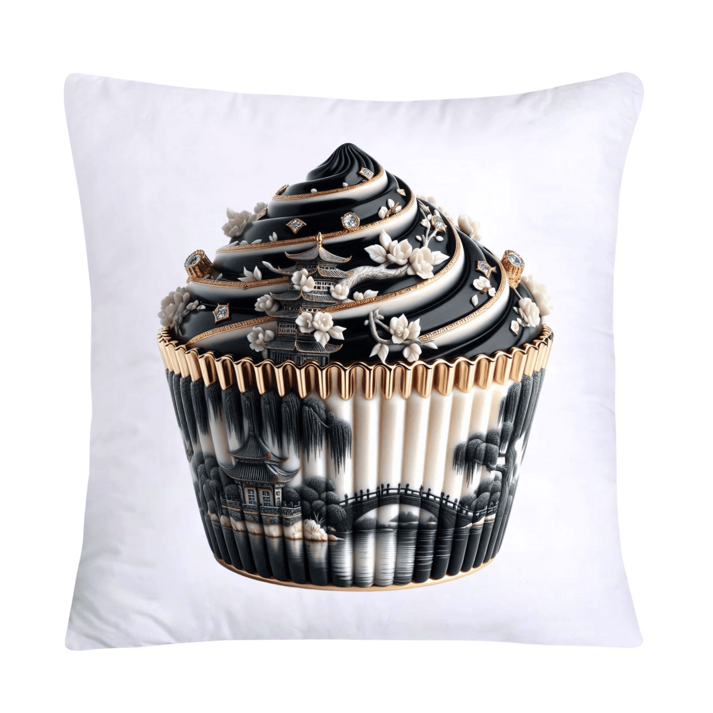 Black Willow Chinoiserie Cupcake 18x18 Throw Pillow Covers-6009