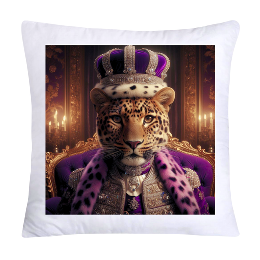 Royal Pet Portrait Throw Pillow Covers 18X18-Leopard Kings and Queens-1743