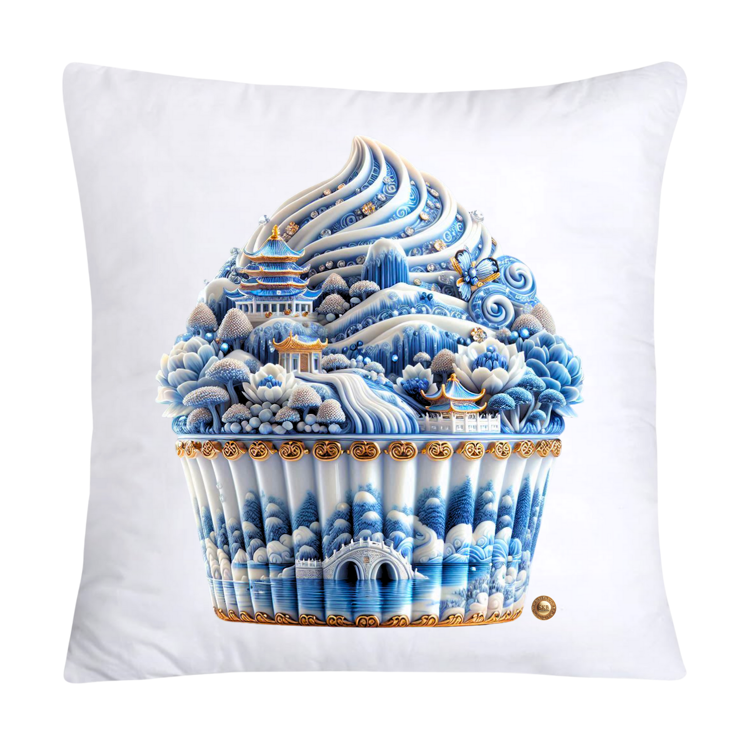 Blue Willow 18x18 Chinoiserie Cupcake Throw Pillow Covers-4932