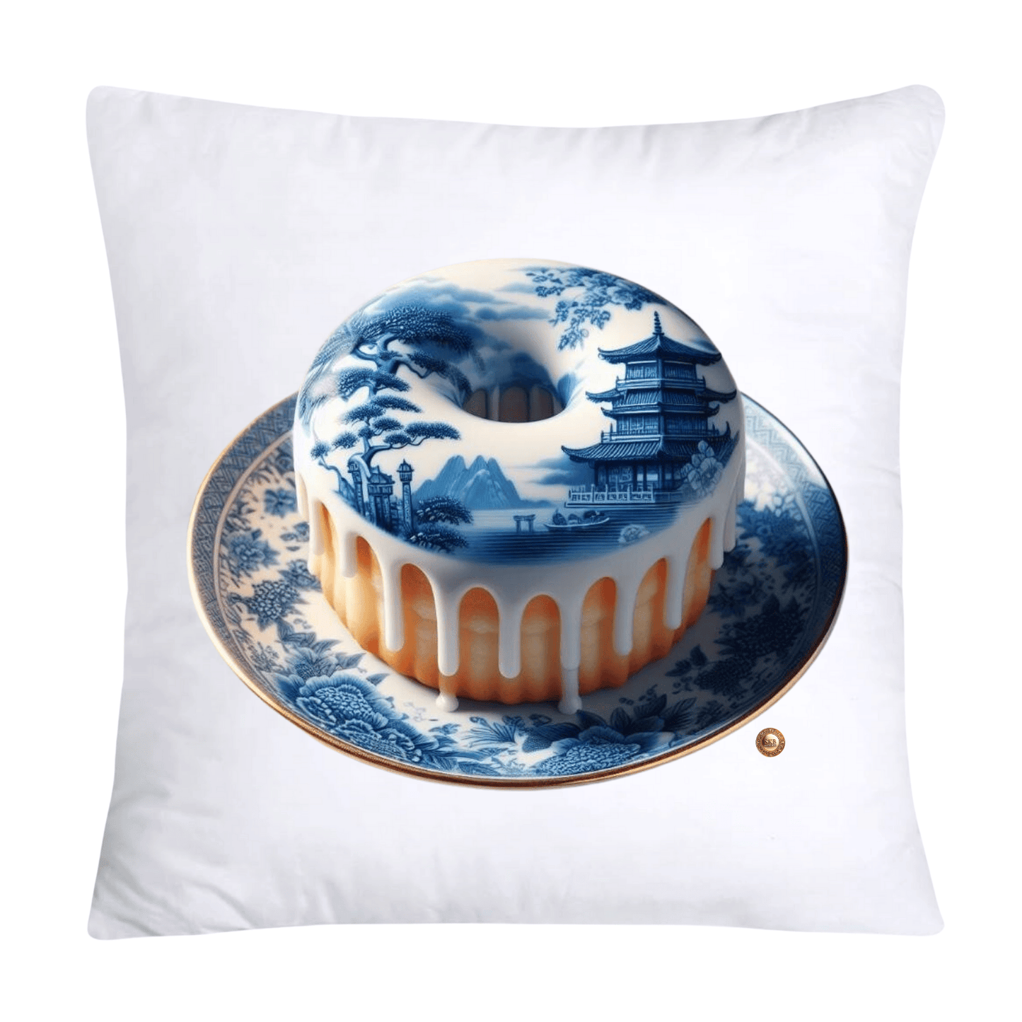 Blue Willow Whimsical Donut 18x18 Throw Pillow Covers-2274