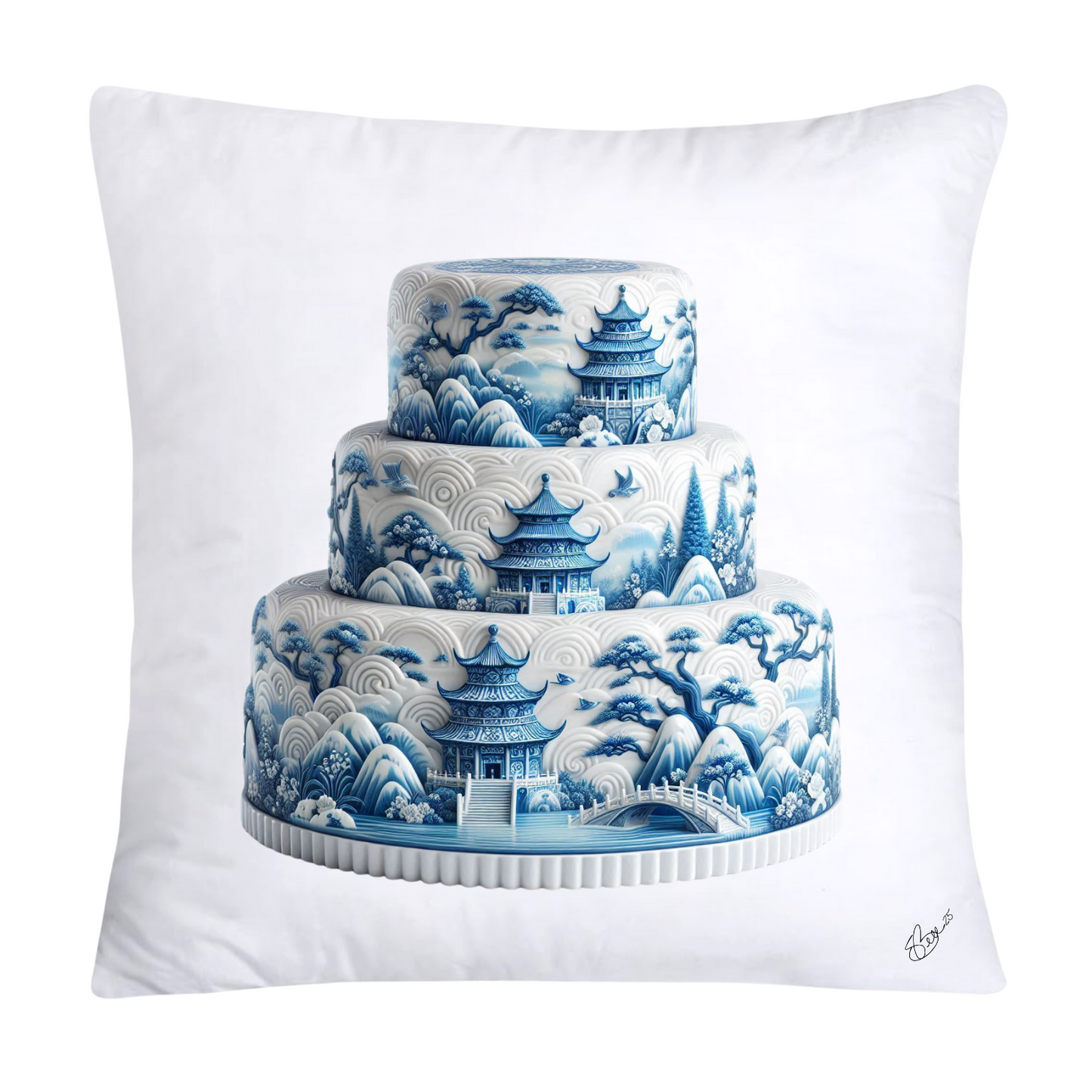 Blue Willow Sweet Cake 18x18 Pillow Covers-4868