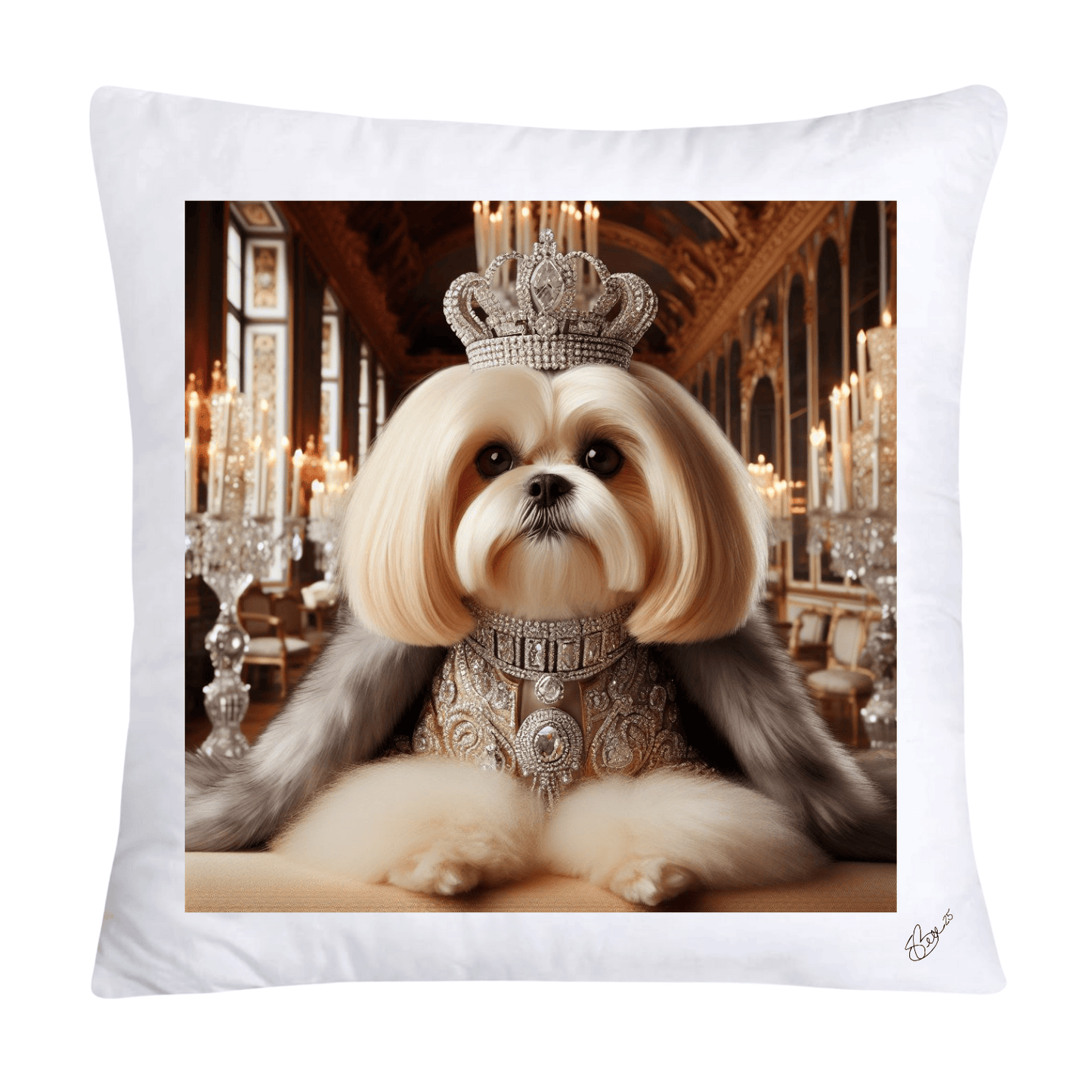 Royal Pet Portrait Pillow Covers 18X18-Shih Tzu at Versailles-2808