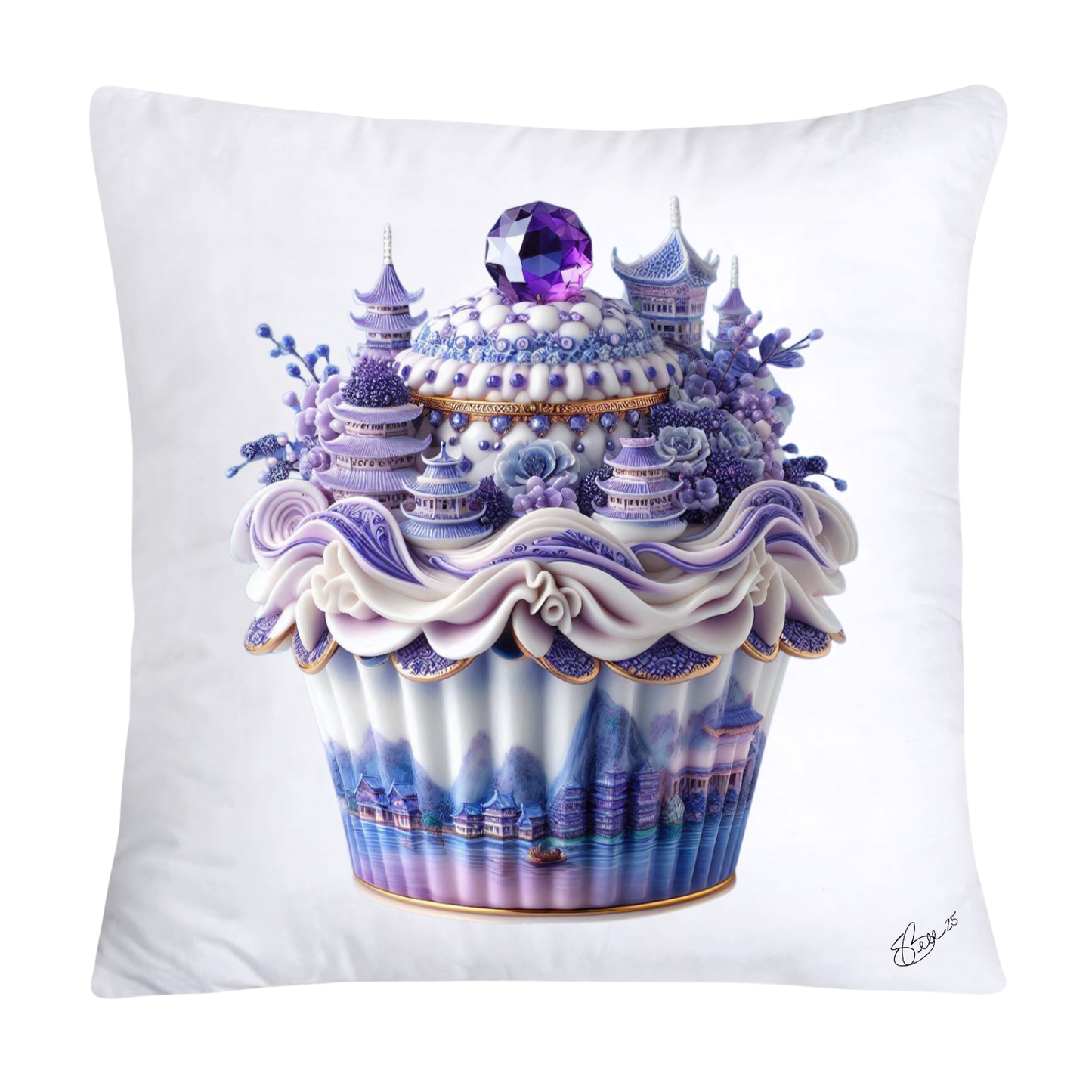 18x18 Purple Willow Chinoiserie Cupcake Throw Pillow Covers-5433