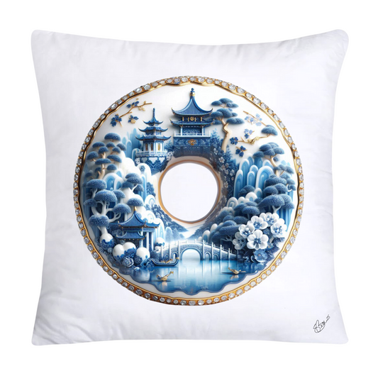 Blue Willow Whimsical Donut Throw Pillow Covers 18X18-1399