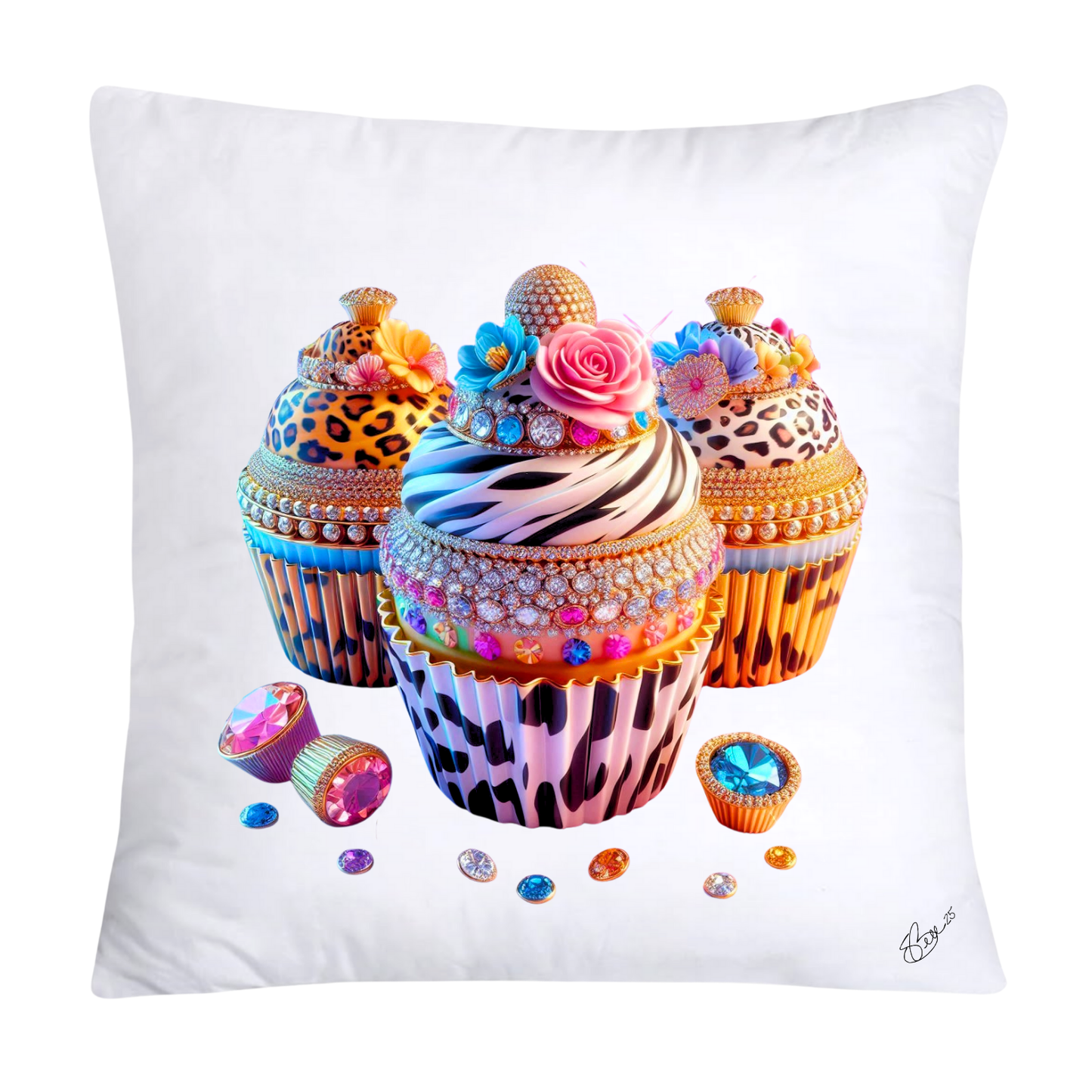 Wild Animal Print Cupcake Throw Pillow Covers 18x18-901