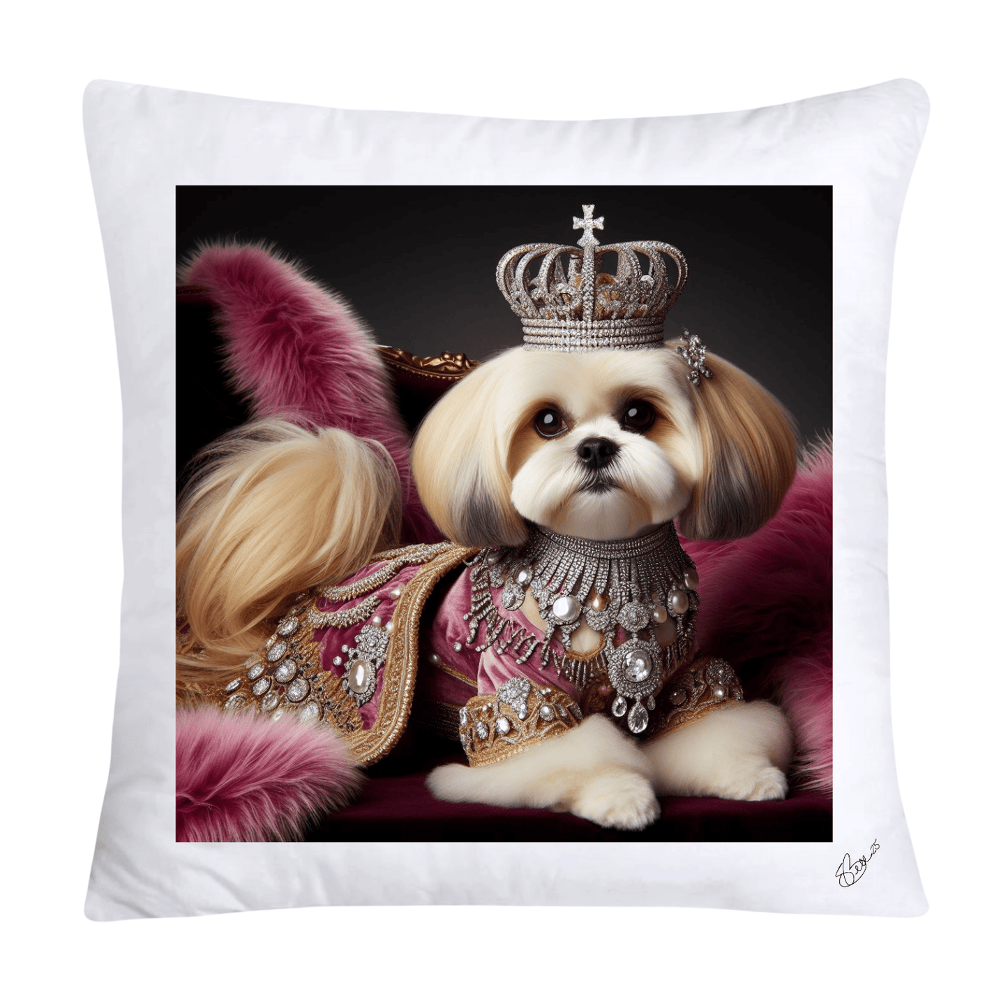 Royal Pet Portrait Pillow Covers 18X18-Shih Tzu at Versailles-2835