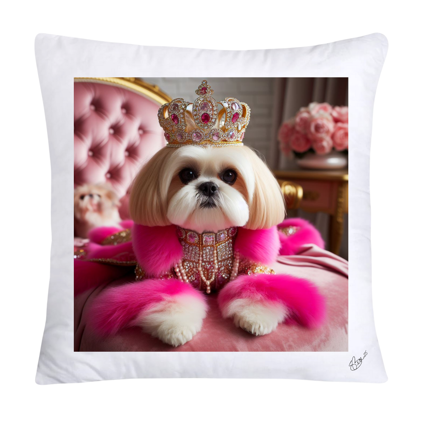 Royal Pet Portrait Pillow Covers 18X18-Shih Tzu at Versailles-2816