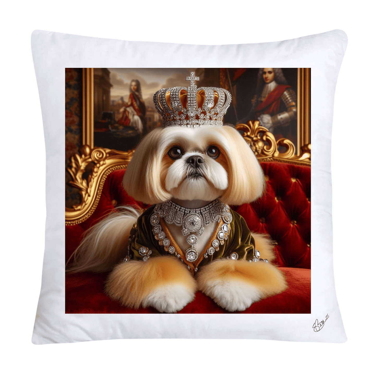 Royal Pet Portrait Pillow Covers 18X18-Shih Tzu at Versailles-2827