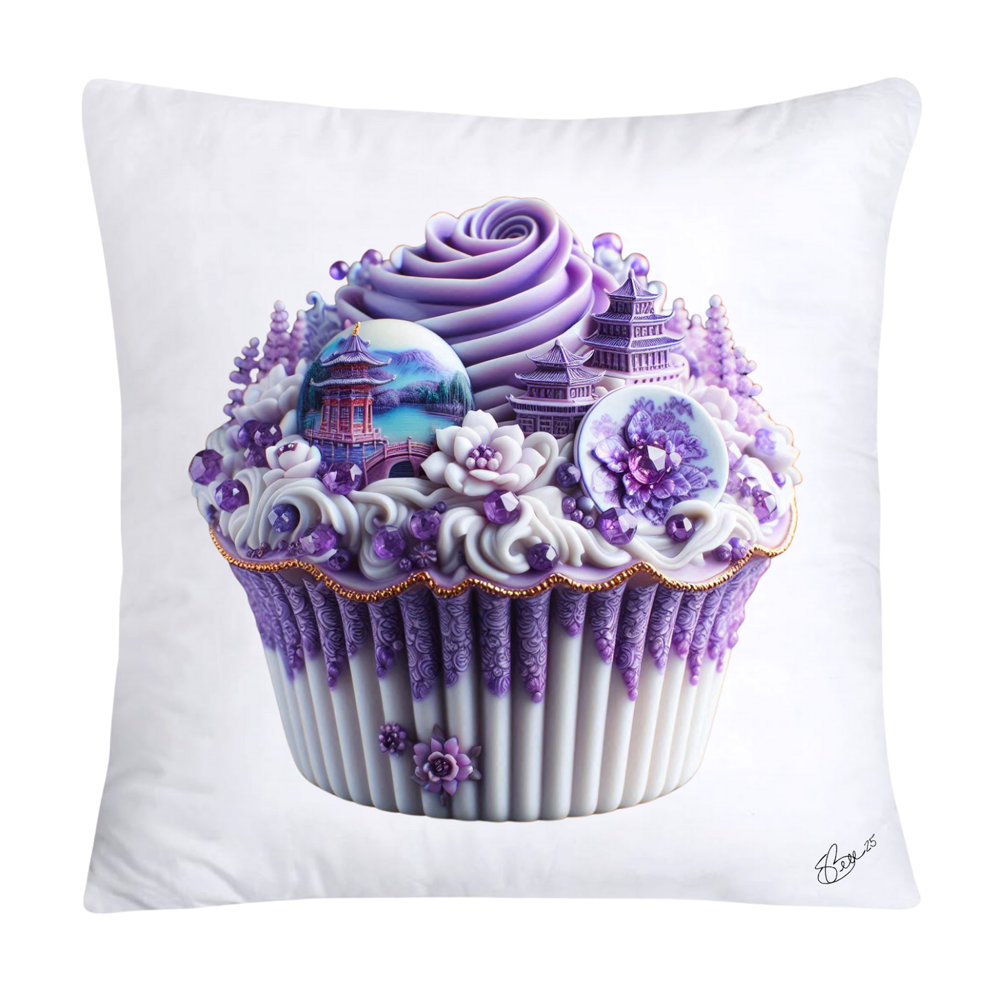 18x18 Purple Willow Chinoiserie Cupcake Throw Pillow Covers-5442