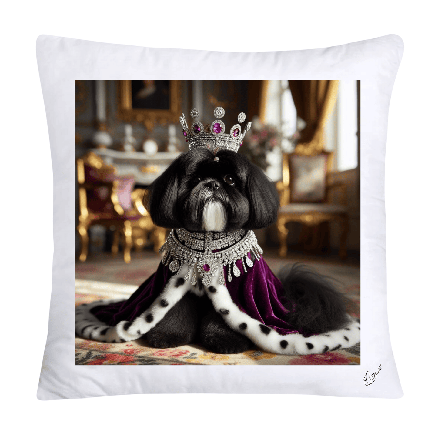Royal Pet Portrait Pillow Covers 18X18-Shih Tzu at Versailles-2828