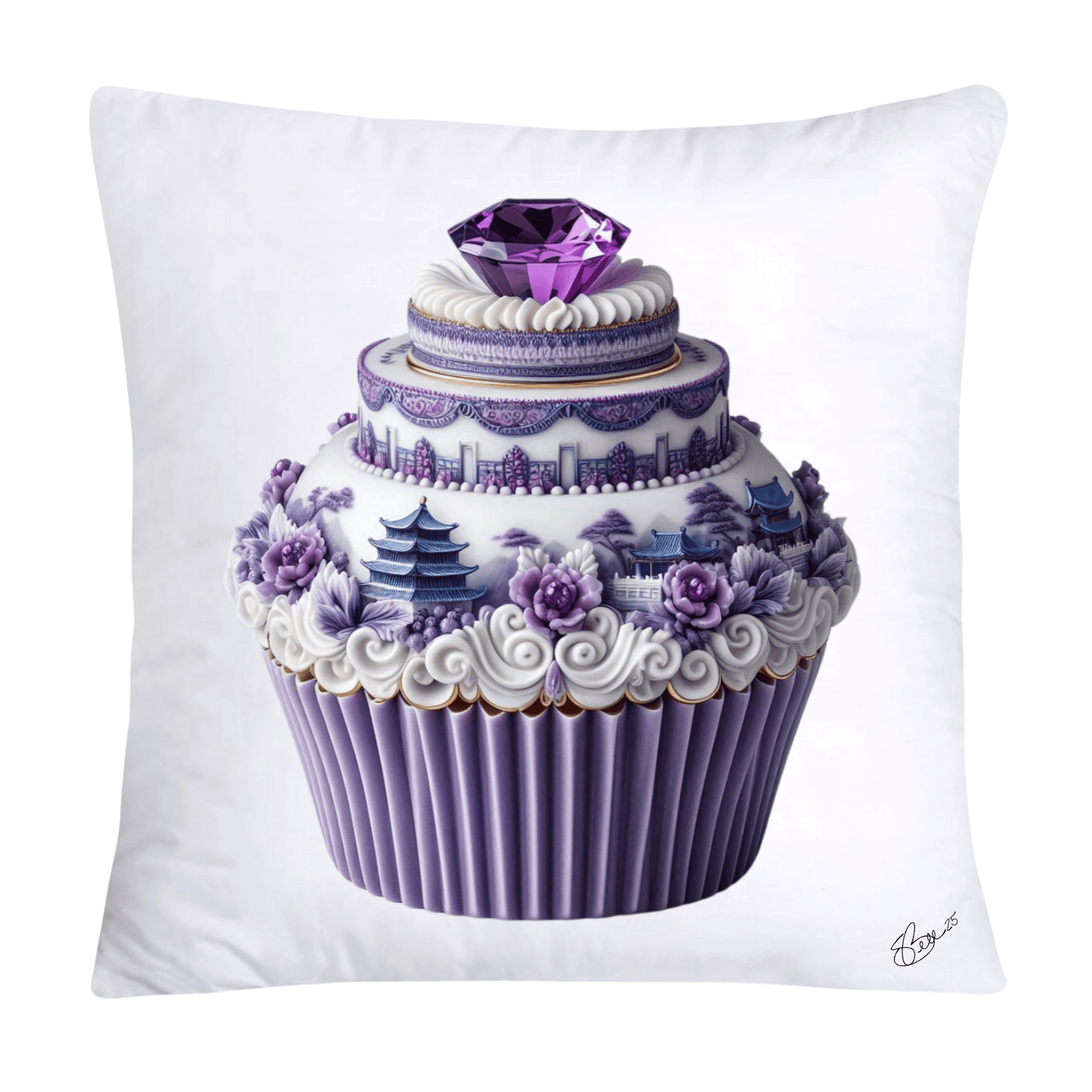 18x18 Purple Willow Chinoiserie Cupcake Throw Pillow Covers-5413