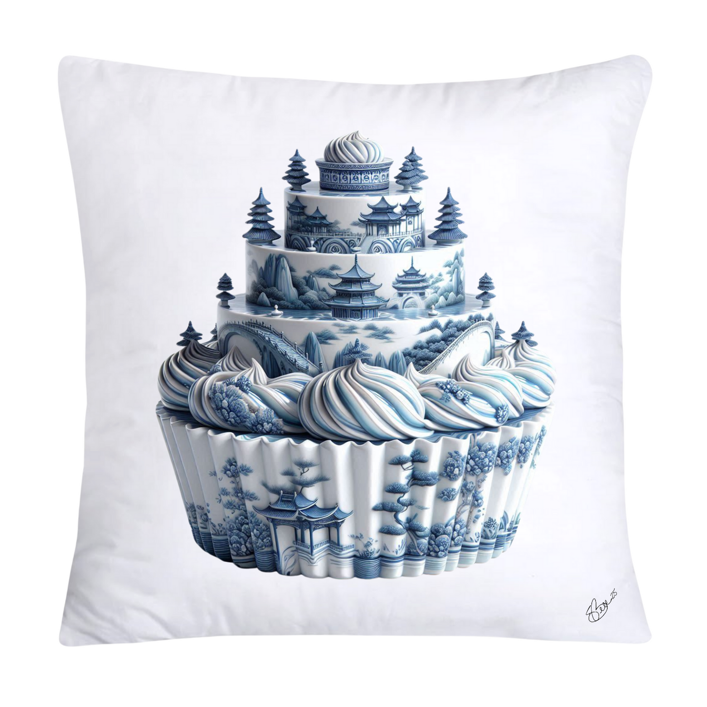 Blue Willow 18x18 Chinoiserie Cupcake Throw Pillow Covers-4958