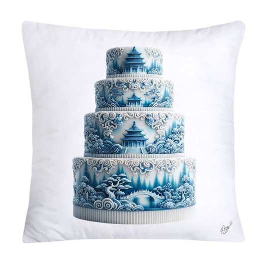 Blue Willow Sweet Cake 18x18 Pillow Covers-4905