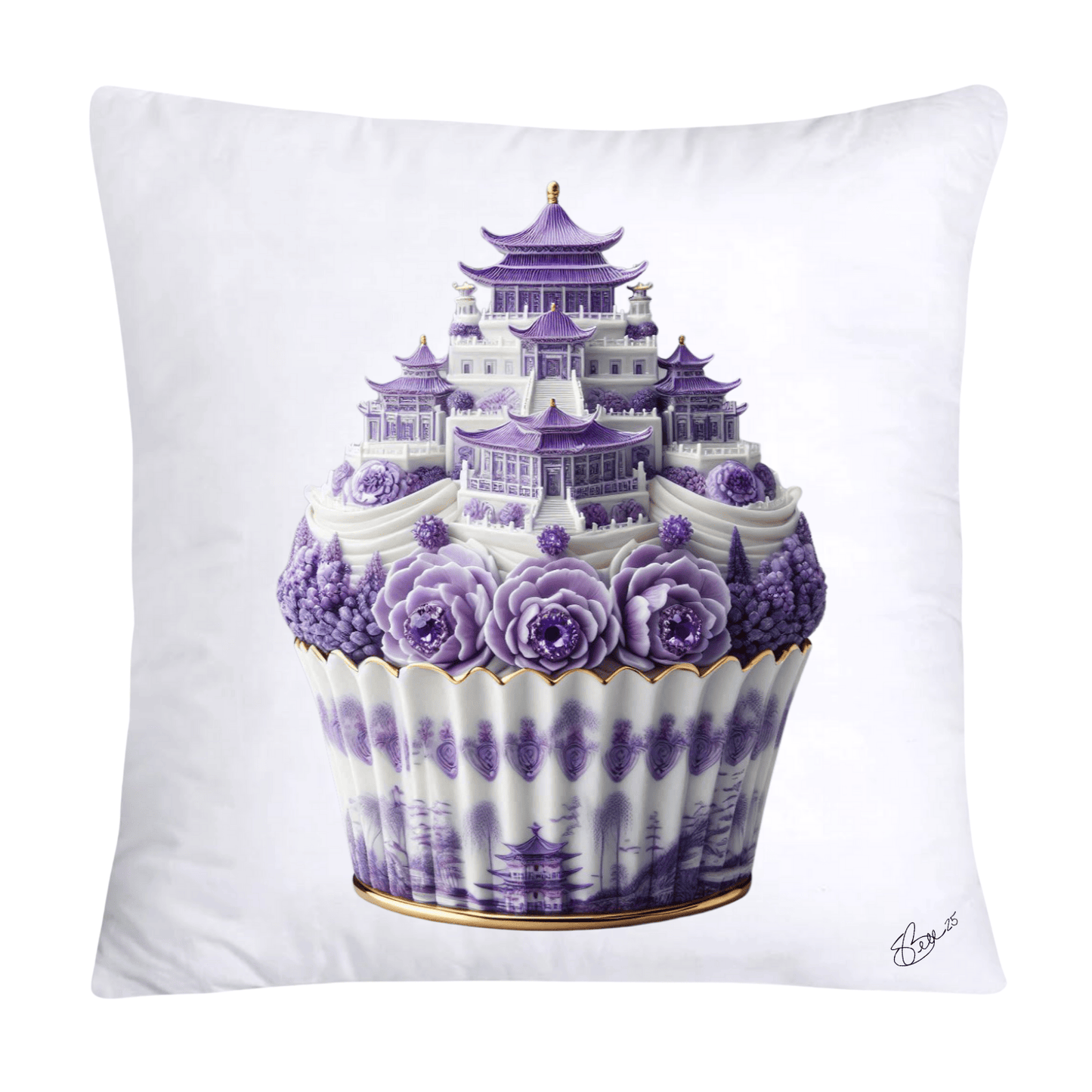 18x18 Purple Willow Chinoiserie Cupcake Throw Pillow Covers-5421