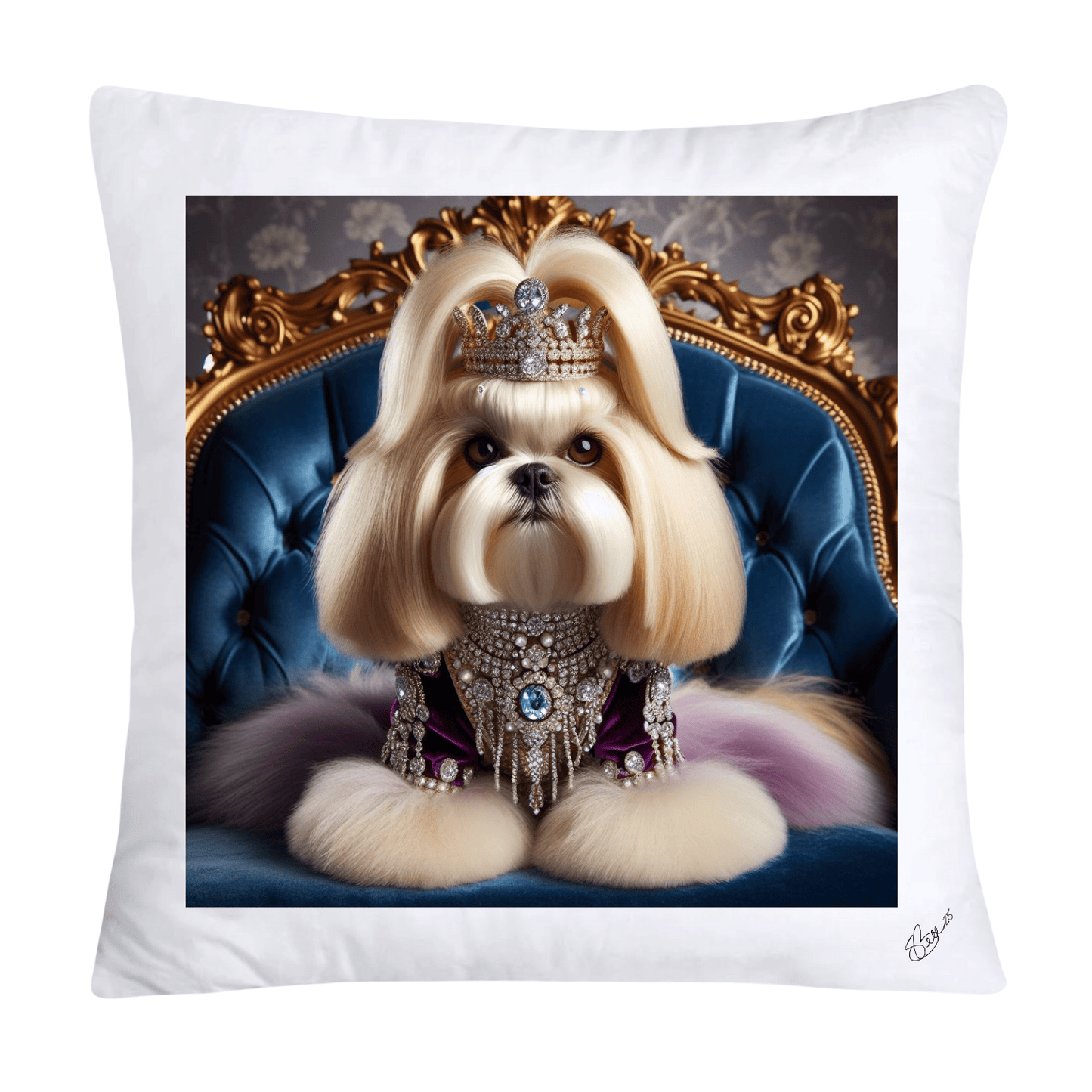 Royal Pet Portrait Pillow Covers 18X18-Shih Tzu at Versailles-2840