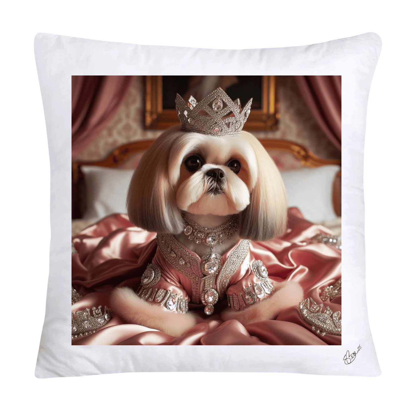 Royal Pet Portrait Pillow Covers 18X18-Shih Tzu at Versailles-2852
